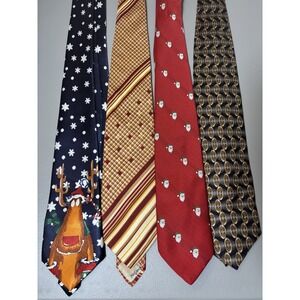 Men's Pre Owned  4 Tie Bundle (Holiday, YSL, Louis Roth, Cape Cod)